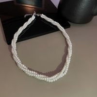 Retro Multi-layer Winding Pearl Necklace European And American Ins French Elegant Simple Choker Fashion Special-interest Clavicle Chain sku image 5