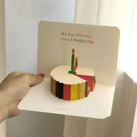 Birthday Greeting Card Music Light 3d 3d Cake Diy Handmade Gift High Sense Blessing Staff Card sku image 1