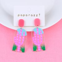 1 Pair Fashion Cactus Stripe Heart Shape Arylic Patchwork Valentine's Day Women's Drop Earrings sku image 2