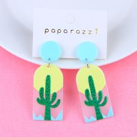 1 Pair Fashion Cactus Stripe Heart Shape Arylic Patchwork Valentine's Day Women's Drop Earrings sku image 3
