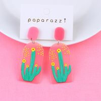 1 Pair Fashion Cactus Stripe Heart Shape Arylic Patchwork Valentine's Day Women's Drop Earrings sku image 4