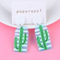 1 Pair Fashion Cactus Stripe Heart Shape Arylic Patchwork Valentine's Day Women's Drop Earrings main image 2