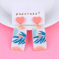 1 Pair Fashion Cactus Stripe Heart Shape Arylic Patchwork Valentine's Day Women's Drop Earrings sku image 5