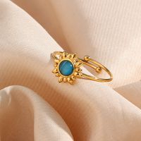 Fashion Geometric Stainless Steel Rings Inlay Opal Stainless Steel Rings main image 5