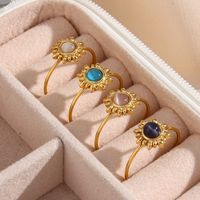 Fashion Geometric Stainless Steel Rings Inlay Opal Stainless Steel Rings main image 1