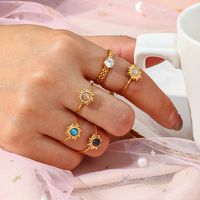 Fashion Geometric Stainless Steel Rings Inlay Opal Stainless Steel Rings main image 4