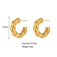 Retro Spiral Stripe Plating Stainless Steel Gold Plated Earrings main image 5