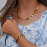 Fashion Geometric Stainless Steel Plating Bracelets Necklace main image 2