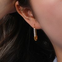 Fashion Geometric Stainless Steel Earrings Inlay Artificial Pearls Stainless Steel Earrings main image 3