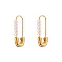 Fashion Geometric Stainless Steel Earrings Inlay Artificial Pearls Stainless Steel Earrings sku image 1
