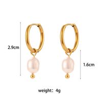 Retro Geometric Inlay Stainless Steel Artificial Pearls Gold Plated Earrings main image 5