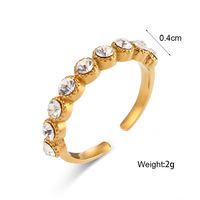Fashion Round Stainless Steel Inlay Zircon Gold Plated Open Ring main image 5