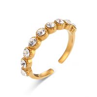 Fashion Round Stainless Steel Inlay Zircon Gold Plated Open Ring main image 4