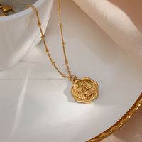 Retro Flower Stainless Steel Plating Gold Plated Necklace main image 4