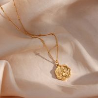 Retro Flower Stainless Steel Plating Gold Plated Necklace main image 1