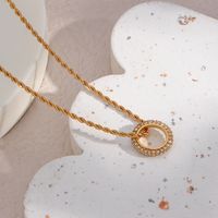 Basic Round Stainless Steel Inlaid Zircon Gold Plated Necklace main image 6