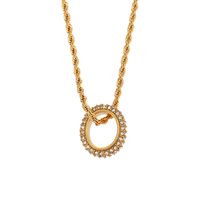 Basic Round Stainless Steel Inlaid Zircon Gold Plated Necklace main image 4