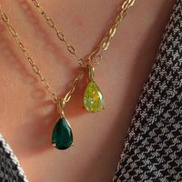 201 Stainless Steel 304 Stainless Steel Glass Gold Plated Fashion Plating Water Droplets Zircon Necklace main image 5