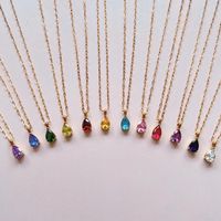 201 Stainless Steel 304 Stainless Steel Glass Gold Plated Fashion Plating Water Droplets Zircon Necklace main image 3