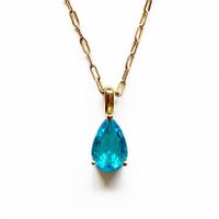201 Stainless Steel 304 Stainless Steel Glass Gold Plated Fashion Plating Water Droplets Zircon Necklace main image 2
