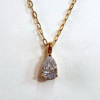 201 Stainless Steel 304 Stainless Steel Glass Gold Plated Fashion Plating Water Droplets Zircon Necklace sku image 3