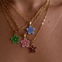 304 Stainless Steel 16K Gold Plated White Gold Plated Gold Plated Simple Style Plating Flower Necklace main image 1