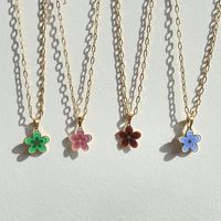 304 Stainless Steel 16K Gold Plated White Gold Plated Gold Plated Simple Style Plating Flower Necklace main image 4