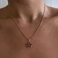 304 Stainless Steel 16K Gold Plated White Gold Plated Gold Plated Simple Style Plating Flower Necklace sku image 2