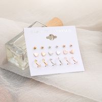 Simple Style Heart Shape Alloy Plating Rhinestones Earrings Ear Studs main image 4