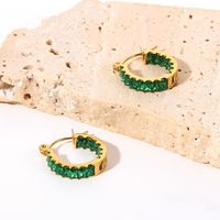 Luxurious Round Plating Stainless Steel Zircon Gold Plated Earrings main image 3