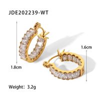 Luxurious Round Plating Stainless Steel Zircon Gold Plated Earrings sku image 1