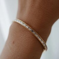 Simple Style Round Stainless Steel Inlay Zircon Gold Plated Bangle main image 3
