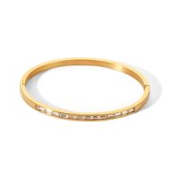 Simple Style Round Stainless Steel Inlay Zircon Gold Plated Bangle main image 2