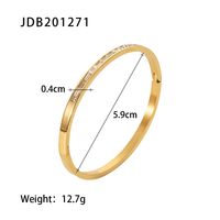 Simple Style Round Stainless Steel Inlay Zircon Gold Plated Bangle sku image 1