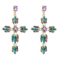 Fashion Cross Alloy Inlay Rhinestone Drop Earrings main image 2