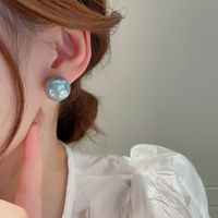 Wholesale Jewelry 1 Pair Sweet Round Artificial Pearl Metal Ear Studs sku image 3