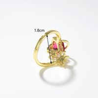 Fashion Heart Shape Copper Open Ring Gold Plated Inlay Zircon Copper Rings 1 Piece main image 2