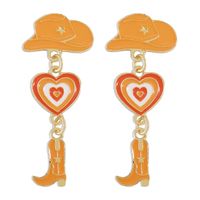 Fashion Alloy Modern Hat Heart-shaped Cowboy Boots Drip Oil Multi-layer Earrings sku image 4