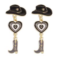 Fashion Alloy Modern Hat Heart-shaped Cowboy Boots Drip Oil Multi-layer Earrings sku image 2