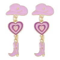 Fashion Alloy Modern Hat Heart-shaped Cowboy Boots Drip Oil Multi-layer Earrings sku image 3