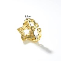 Fashion Star Copper Open Ring Gold Plated Zircon Copper Rings 1 Piece main image 2