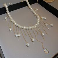 Süss Einfarbig Künstliche Perle Kupfer Halskette Perlen Quaste Kupfer Halsketten 1 Stück main image 5