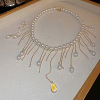 Süss Einfarbig Künstliche Perle Kupfer Halskette Perlen Quaste Kupfer Halsketten 1 Stück main image 3