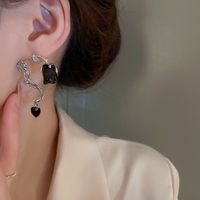 Mode Forme De Cœur Rose Arylique Le Cuivre Boucles D'oreilles Placage Zircon Boucles D'oreilles En Cuivre main image 2