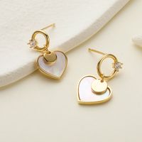 Fashion Heart Shape Copper Drop Earrings Inlay Shell Copper Earrings main image 1