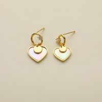 Fashion Heart Shape Copper Drop Earrings Inlay Shell Copper Earrings main image 3