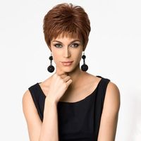 Women's Fashion Light Brown Casual High Temperature Wire Side Points Short Curly Hair Wigs main image 5