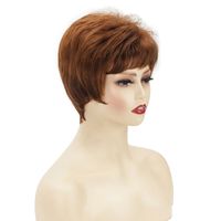 Women's Fashion Light Brown Casual High Temperature Wire Side Points Short Curly Hair Wigs main image 3