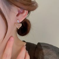 Sweet Heart Shape Copper Ear Studs Inlay Zircon Copper Earrings main image 2