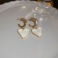 1 Pair Sweet Heart Shape Resin Copper Plating Drop Earrings main image 6